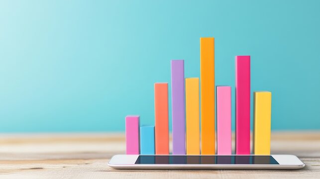 Colorful Bar Graph on Phone Screen,data, mobile analytics