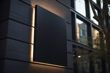 Modern Outdoor Business Signage Mockup with Backlight on Building Facade