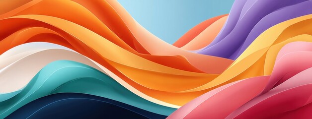 Abstract waves of vibrant colors blending harmoniously to create a modern composition
