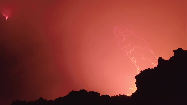 Erta Ale volcano Danakil Depression Ethiopia, eruption.