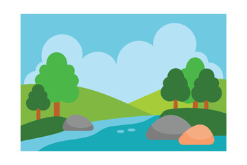 Fototapeta premium landscape with trees and mountains