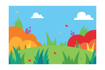 Fototapeta premium spring landscape with grass and flowers