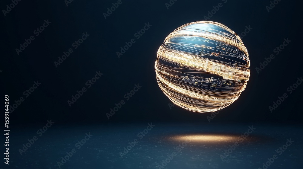 Poster glowing data sphere a futuristic global network concept, data, tech