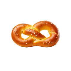 Delicious close up shot of a freshly baked pretzel with sea salt on black background