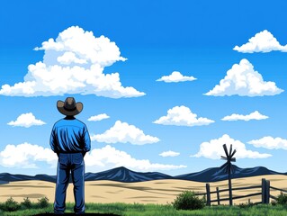 Man Gazing at Vast Landscape
