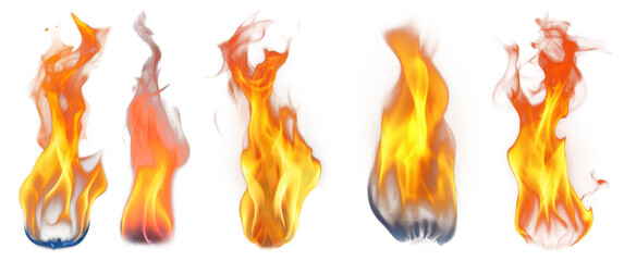 PNG Vibrant flames in motion, element set on transparent background