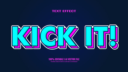 3D text effect KICK IT!, editable text