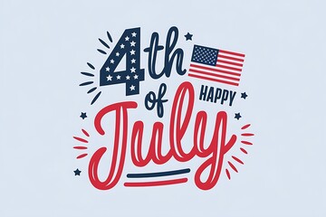 Happy fourth of july design with american flag isolated on white