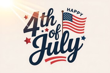 Happy fourth of july with american flag and stars illustration