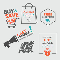 Set of flat design sale icons and badges for web and mobile shopping - vector eps8