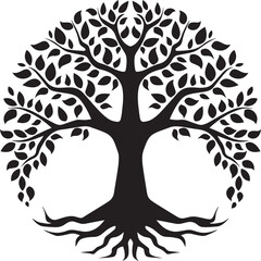Silhouette of a symmetrical tree of life, perfect for spiritual or nature-themed designs.