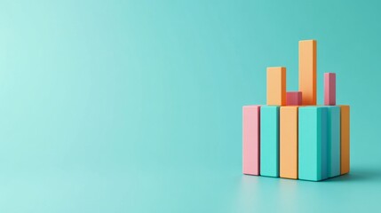 Pastel Bar Chart Growth and Analytics on Teal, Statistics ,Data Visualization