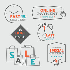 Set of flat design sale icons and badges for web and mobile shopping - vector eps8