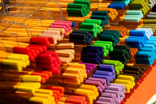 Alkmaar, Netherlands. 12-12-2024. STABILO Point 88 fineliner markers arranged in a multicolored retail display
