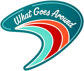 What Goes Around Boomerang Shape Retro 50s Print Sticker