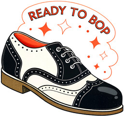 Ready To Bop Saddle Shoe Rock Roll Retro 50s Print Sticker