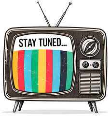 Stay Tuned TV Test Pattern Retro 50s Print Sticker