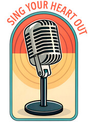 Sing Your Heart Out Microphone Crooner Retro 50s Print Sticker