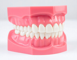 Obraz premium Dental model on clean white backdrop. Useful for dental health, education, hygiene, or dentistry imagery. Ideal for concepts related to oral care and teeth.