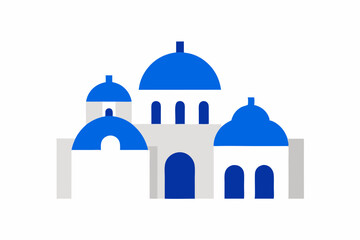 Greek island architecture blue domes whitewashed walls