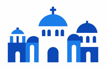 Blue and white greek island church architecture