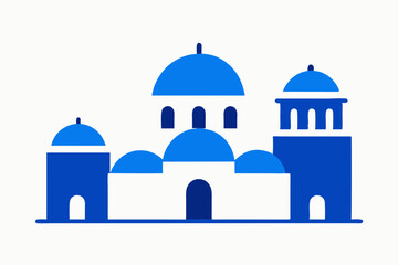 Simplified blue and white greek island architecture