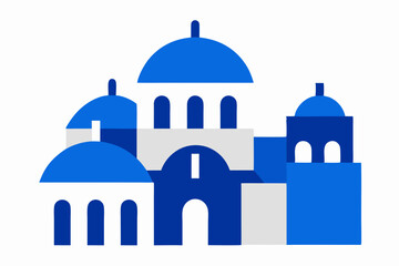 Simplified greek island church architecture illustration