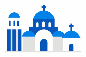 Greek island church architecture illustration