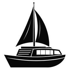 Monochrome Silhouette of a Sailboat a Classic Vessel Navigating the Waters Portraying Maritime Heritage and Seafaring Adventures