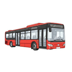 Red City Bus Illustration Public Transportation Vector Graphic