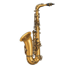 Golden Alto Saxophone Illustration Musical Instrument PNG