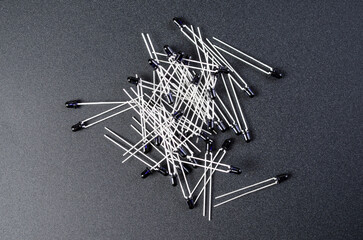 Macro view of black infrared photodiodes on dark surface background