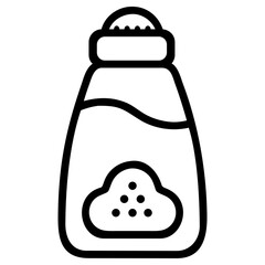 Simple outline icon of baby powder bottle in minimalistic style