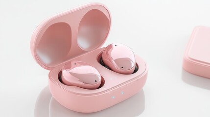 Pink earbuds in a case