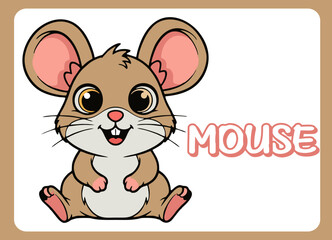 Cute little  mouse  happy smile cartoon illustration.