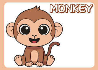 Cute little  monkey  happy smile cartoon illustration.