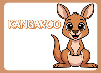Cute little kangaroo  happy smile cartoon illustration.