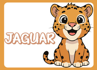 Cute little jaguar  happy smile cartoon illustration.