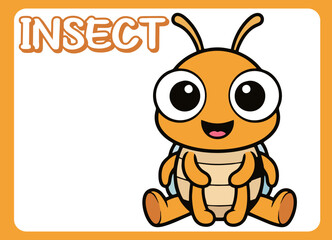 Cute little insect  happy smile cartoon illustration.