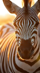 close up of a zebra under a sunset smartphone background