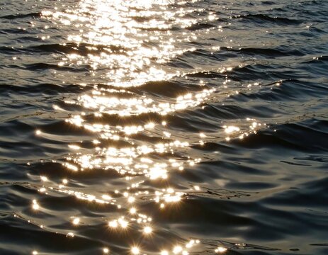 Sunlit water surface with sparkling reflections