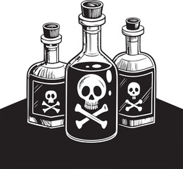 Old Apothecary Poison Bottle with Crossbones Danger Mark
