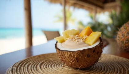 coconut cocktail on the beach