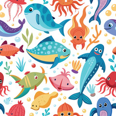 Sea creatures seamless