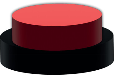 red button with black ribbon