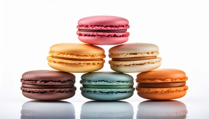 Fototapeta premium stack of colorful macaroons isolated on white and white background