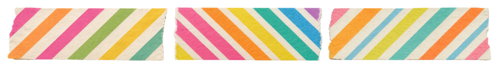 Fototapeta premium PNG Colorful diagonal striped patterns, element set on transparent background