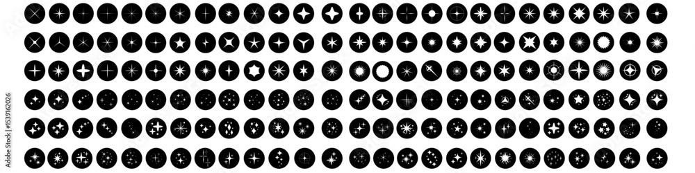 Poster sparkle vector icons set. shine symbol illustration. star sign collection. sparkles web icons set.