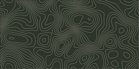Topographic pattern texture. White contours on black vector topography. Geographic mountain topographic. Map on land strok terrain. Elevation graphic contour height lines. Vector Illustration.