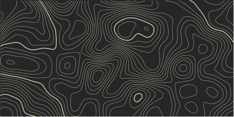 The stylized height of the topographic map contour in lines and contours. The concept of a conditional geography scheme and the terrain path. Orange on black. Ultra wide size. Vector illustration.

